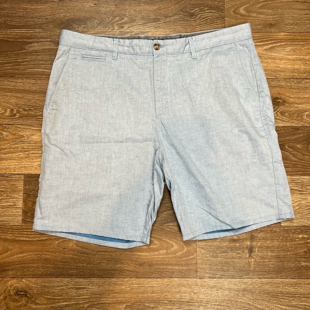 Johnnie-O Men’s Flat Front Linen Blend Light Blue‎ Shorts Size 38